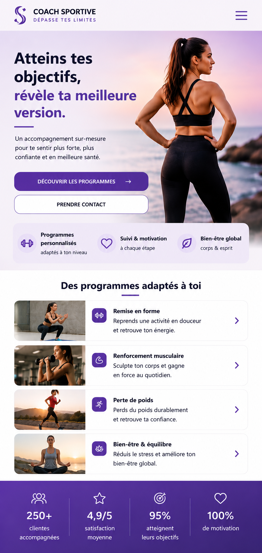 Coach sportive, vue 2